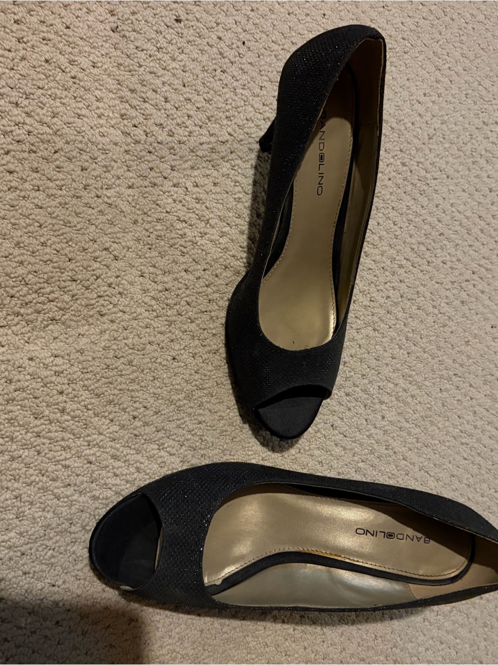 Bandolino Black Sparkle Peep-Toe Heels